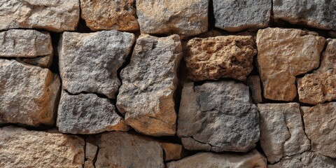 Textured Stone Wall Surface Background - Close-up Natural Rock Pattern
