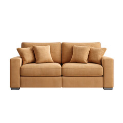 Fototapeta premium Cozy and Stylish Brown Sofa with Soft Cushions and Modern Design for Living Room or Lounge Area