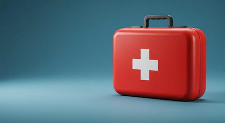 Fototapeta premium A red first aid kit, essential for emergency situations.