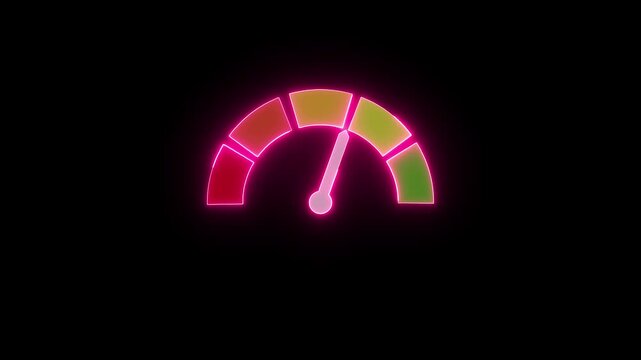 neon line Digital speed meter animation, Speedometer Display on Black Background, speedometer HUD UI element animation precise design perfect for automotive projects and high-speed video editing