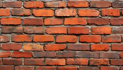 Fototapeta premium Realistic Red Brick Wall: A Depiction Of A Brick Wall Displaying Intricate Brickwork In A Realistic Manner. Perfect For Interior Decoration.
