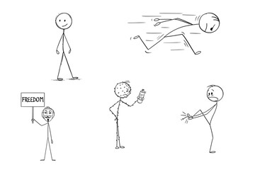 Set of hand drawn men, set of stickman, doodle, cartoon