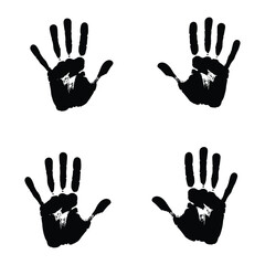 Four Black Handprints Arranged in a Square Pattern Silhouette
