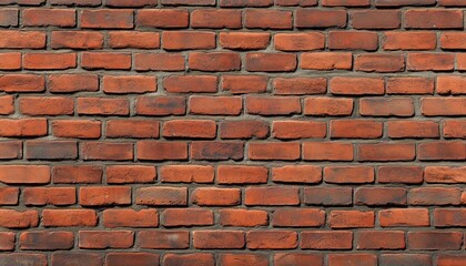 Fototapeta premium Realistic Red Brick Wall Depicted In Artistic Form With Meticulous Brickwork Detail.