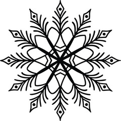 Geometric snowflake pattern in a striking black silhouette