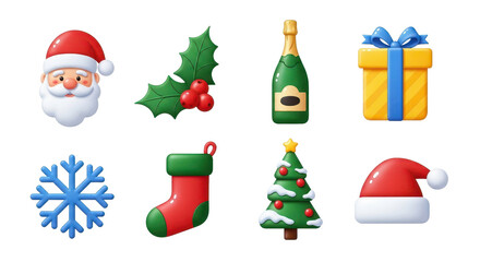 Fototapeta premium Merry Christmas Winter Holiday Celebration Icons Set