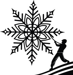 Intricate geometric snowflake pattern in a bold black silhouette