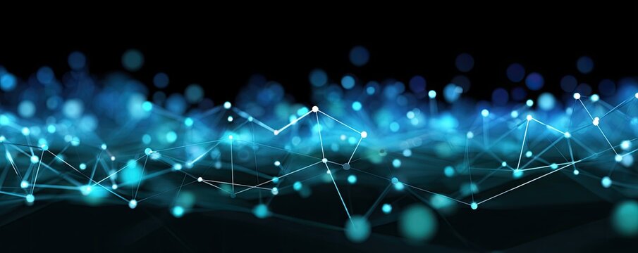 Dynamic Abstract Blue Digital Background with Glowing Connections Technology Visualization Dark Environment