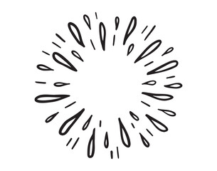 Fototapeta premium starburst hand drawn doodle black round element. starburst circle