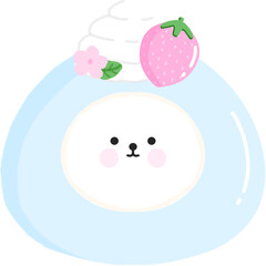 Cute mochi Japanese dessert with strawberry