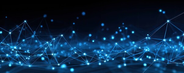 Technology Concept Abstract Blue Background with Glowing Nodes for Futuristic Digital Connections
