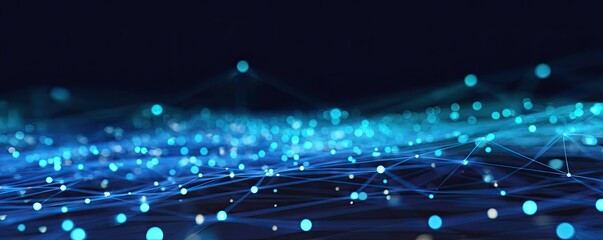 Dynamic Blue Digital Landscape Abstract Technology Art Virtual Environment Futuristic Viewpoint