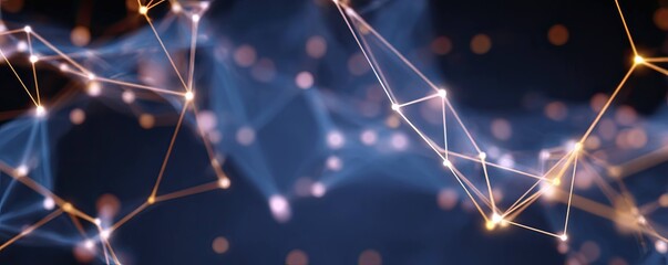 Dynamic Abstract Blue Digital Network Background with Glowing Connections in Technology Environment