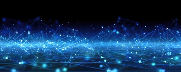 Digital Network Visualization of Abstract Blue Background Technology Environment Conceptual Viewpoint