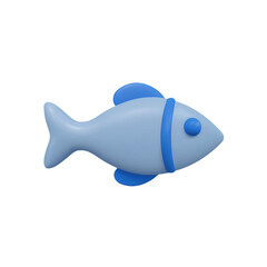 3D Rendered Blue Fish Illustration on Black Background 3d clay style, png isolated on transparent background
