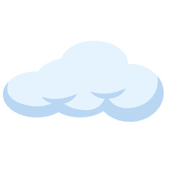 Flat vector blue cloud with soft fluffy shape, perfect for weather, sky, or dreamy nature illustrations.