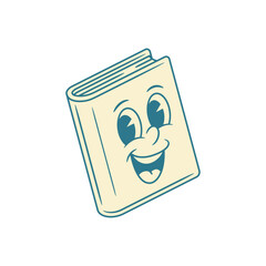 Overjoyed comic book cartoon character retro vector illustration. Funky cheerful minimalist textbook literature library education mascot laughing with positive emotion