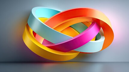 Interlocking abstract shapes forming a unified circle on a bright background, symbolizing teamwork and harmony