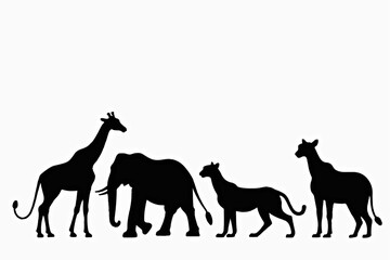 Fototapeta premium Wild animals silhouette, animals silhouette set, animals, black animals, creative, new, vector, silhouettel