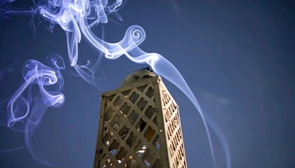 Incense smoke rising from a decorative lantern