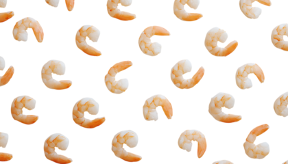 Pattern peeled shrimp isolated on a transparent background