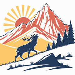 Majestic Elk Bugling in a Mountainous Landscape