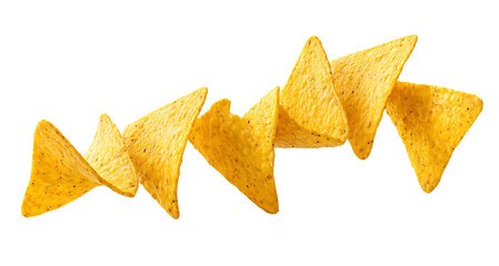 Naklejka premium The pieces of the chips float in the air isolated on a transparent background