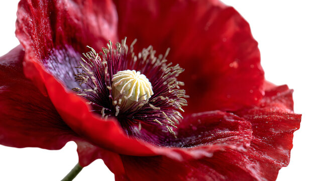 red poppy flower on white background