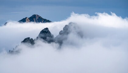 Majestic peaks shrouded in a sea of clouds