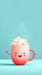 A cartoon of a happy bubble milk tea with blushing cheeks, perfect for food or drink-related projects.