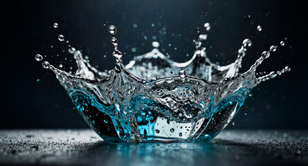Water splash photography liquid motion close up clear drink fresh aqua blue background