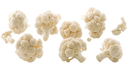Cauliflower florets arrayed on a transparent layout creating an elegant food presentation and