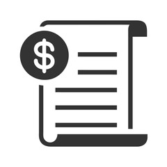 Receipt with dollar sign icon in minimalist black design  