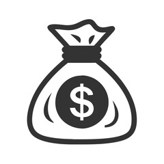 Money bag with dollar symbol in simple black design  