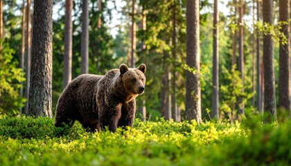 Fototapeta premium Oso (Ursus arctos) en el bosque
