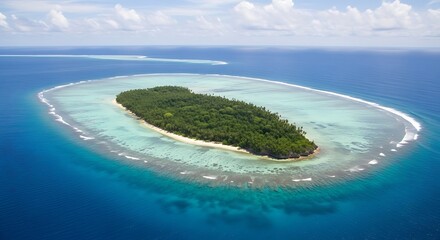 Tropical Island Paradise Aerial View.