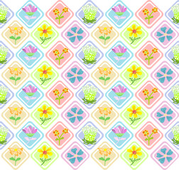 Tiled floral background, floral tablecloth pattern, curtains, minimalist, cute and bright, used for pattern design.