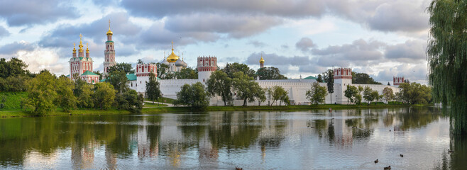 Novodevichy Monastery in Moscow on a summer evening.