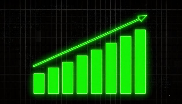 Green chart graphic showing upward trend