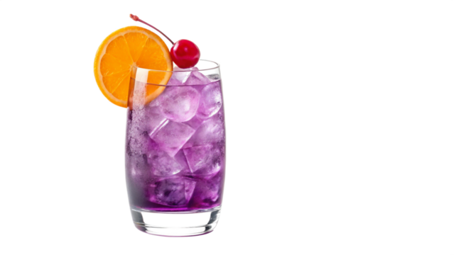 Purple Grape Cocktail Glass Isolated on White Background