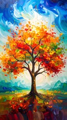 Colorful autumn tree landscape
