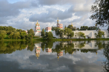 Novodevichy Monastery in Moscow on a summer evening.