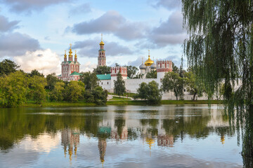 Novodevichy Monastery in Moscow on a summer evening.