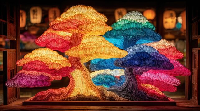 Vibrant Abstract Tree Art - Powered by Adobe