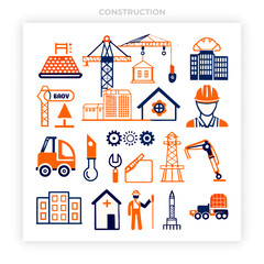 Construction Icons Set with Building Tools Building Construction, Construction Crane, Construction Tools, Construction Industry, Construction Project,