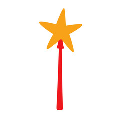 Obraz premium Star-shaped magic wand in bright red and yellow colors 