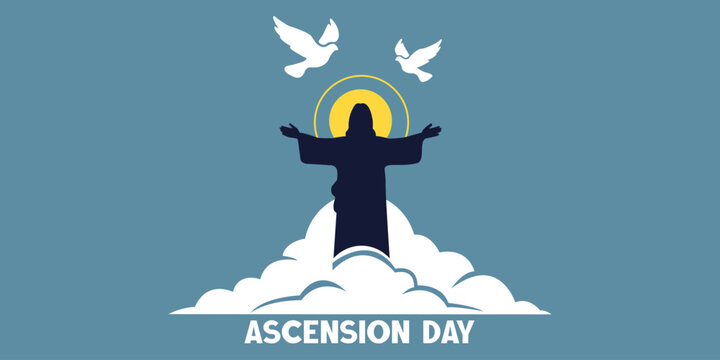 Ascension Day Illustration – Jesus Christ, Christian Holiday, Religious Celebration