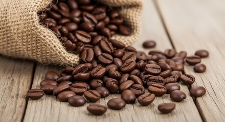 Fototapeta premium coffee beans on burlap