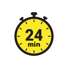 24 min clock icon vector number design illustration