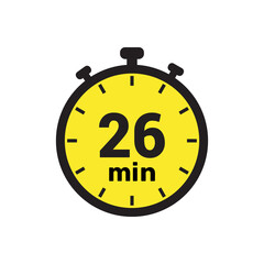 26 min clock icon vector number design illustration